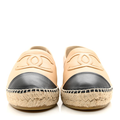 Chanel Lambskin CC Espadrilles 39 Beige Black 2 of 9