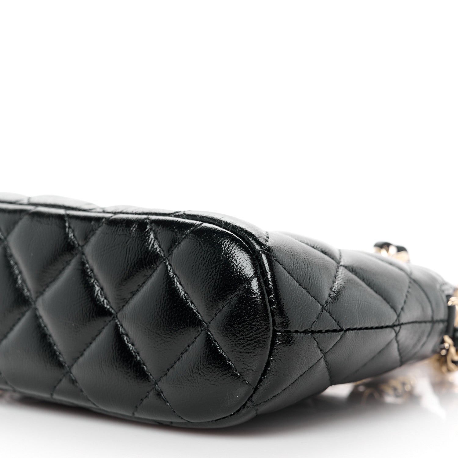 Chanel Shiny Lambskin Quilted Shiny Coco Clutch With Chain Black 10 of 11