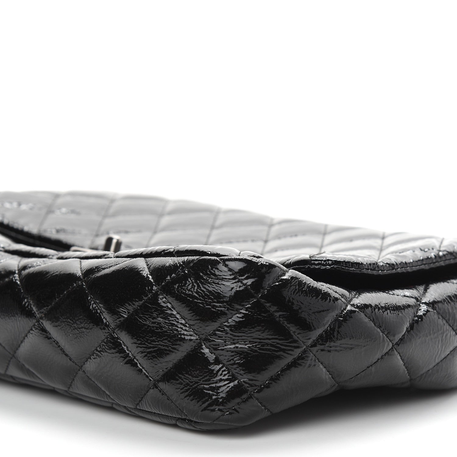Chanel Crinkled Patent Quilted Jumbo Single Flap Black 9 of 9