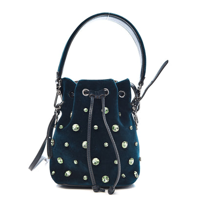 Fendi Velluto Crystal F is Mini Mon Tresor Bucket Bag Blue Notte 1 of 11