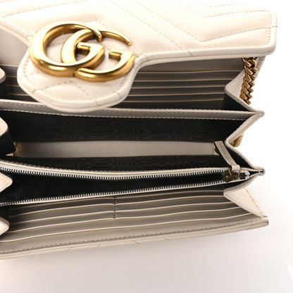 Gucci Calfskin Matelasse GG Marmont Chain Wallet Mystic White 5 of 9