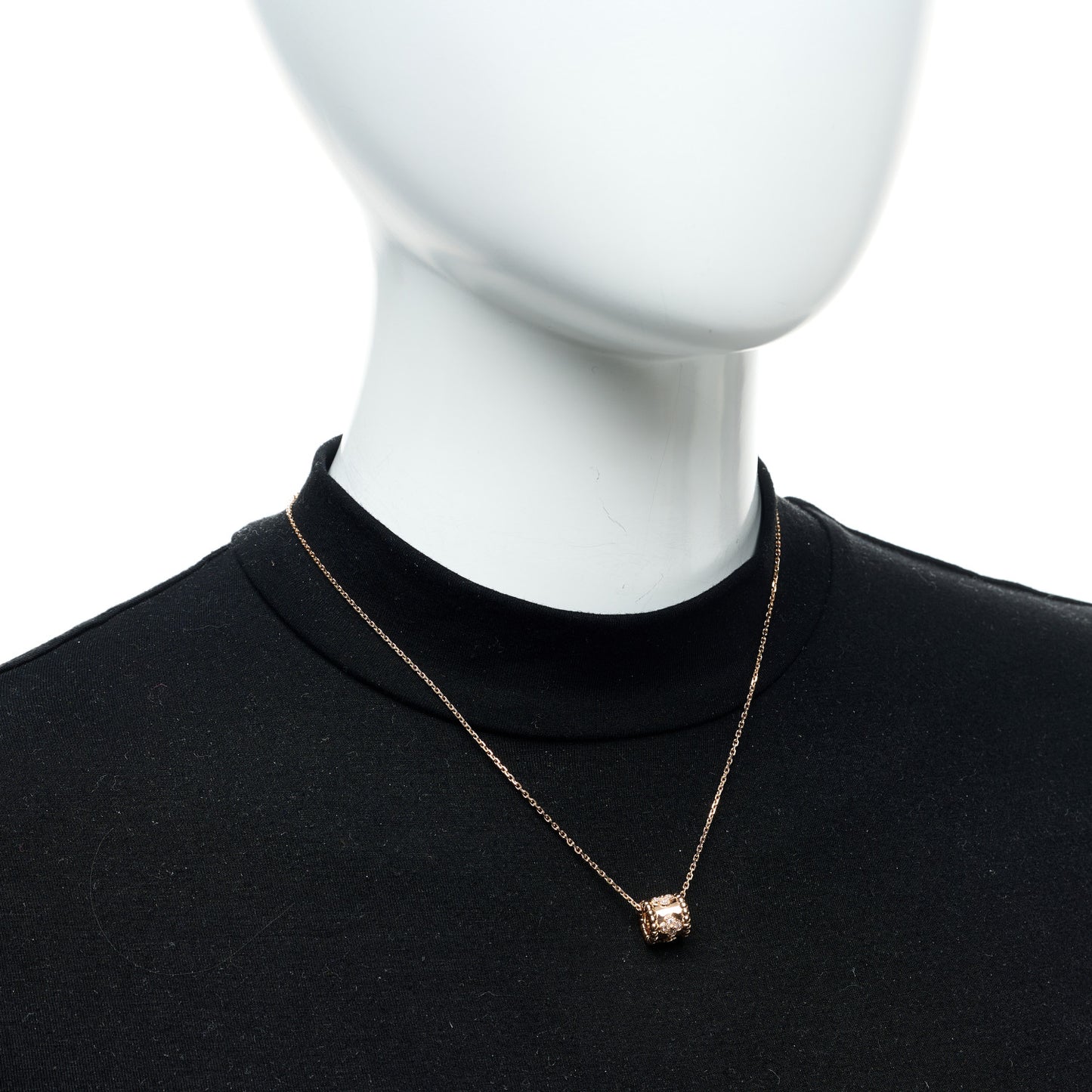18K Rose Gold Diamond Small Perlee Clovers Pendant Necklace