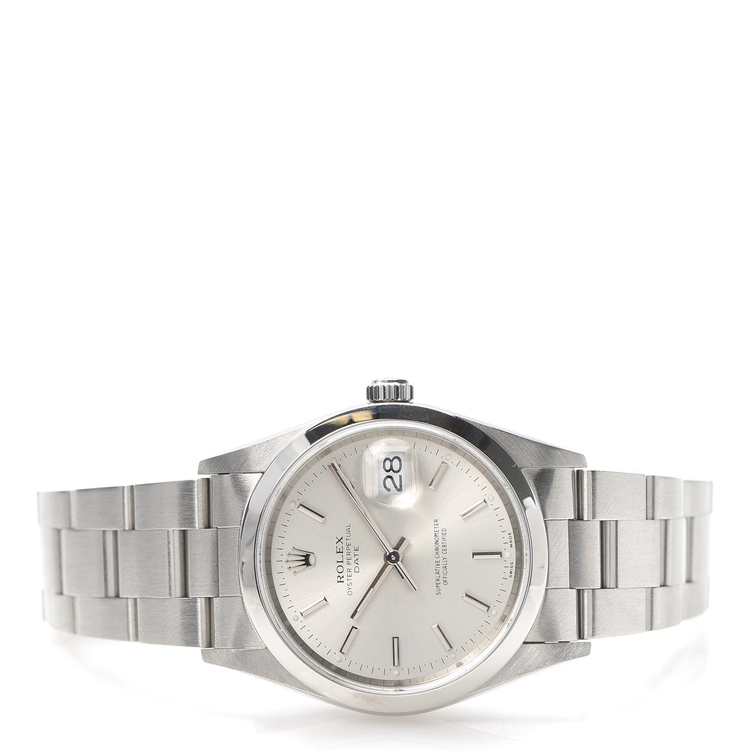 Rolex Stainless Steel 34mm Oyster Perpertual Date Watch Silver 15200 3 of 7