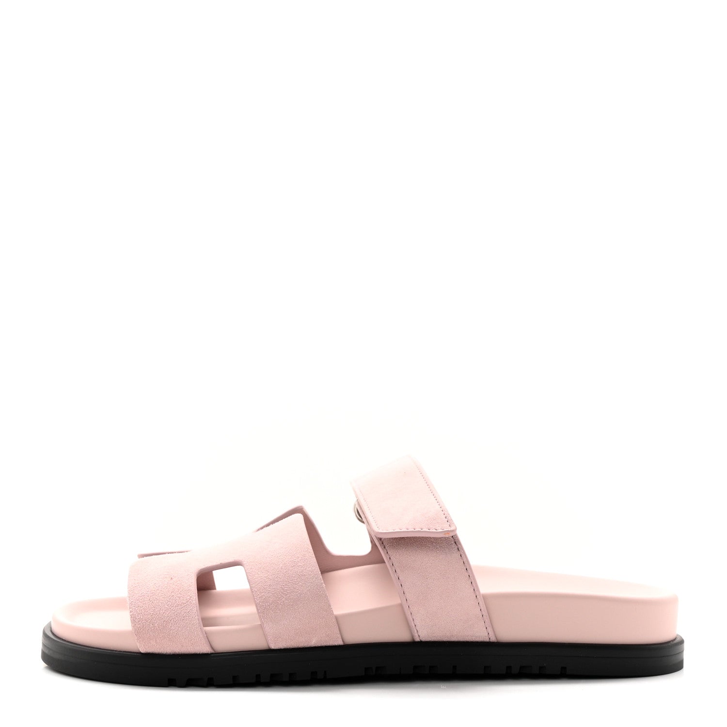 Hermes Suede Goatskin Womens Chypre Sandals 38 Rose Porcelaine 1 of 9