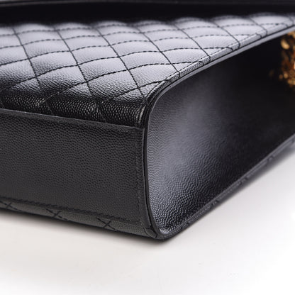 Saint Laurent Grain De Poudre Textured Mixed Matelasse Large Triquilt Monogram Satchel Black 10 of 10