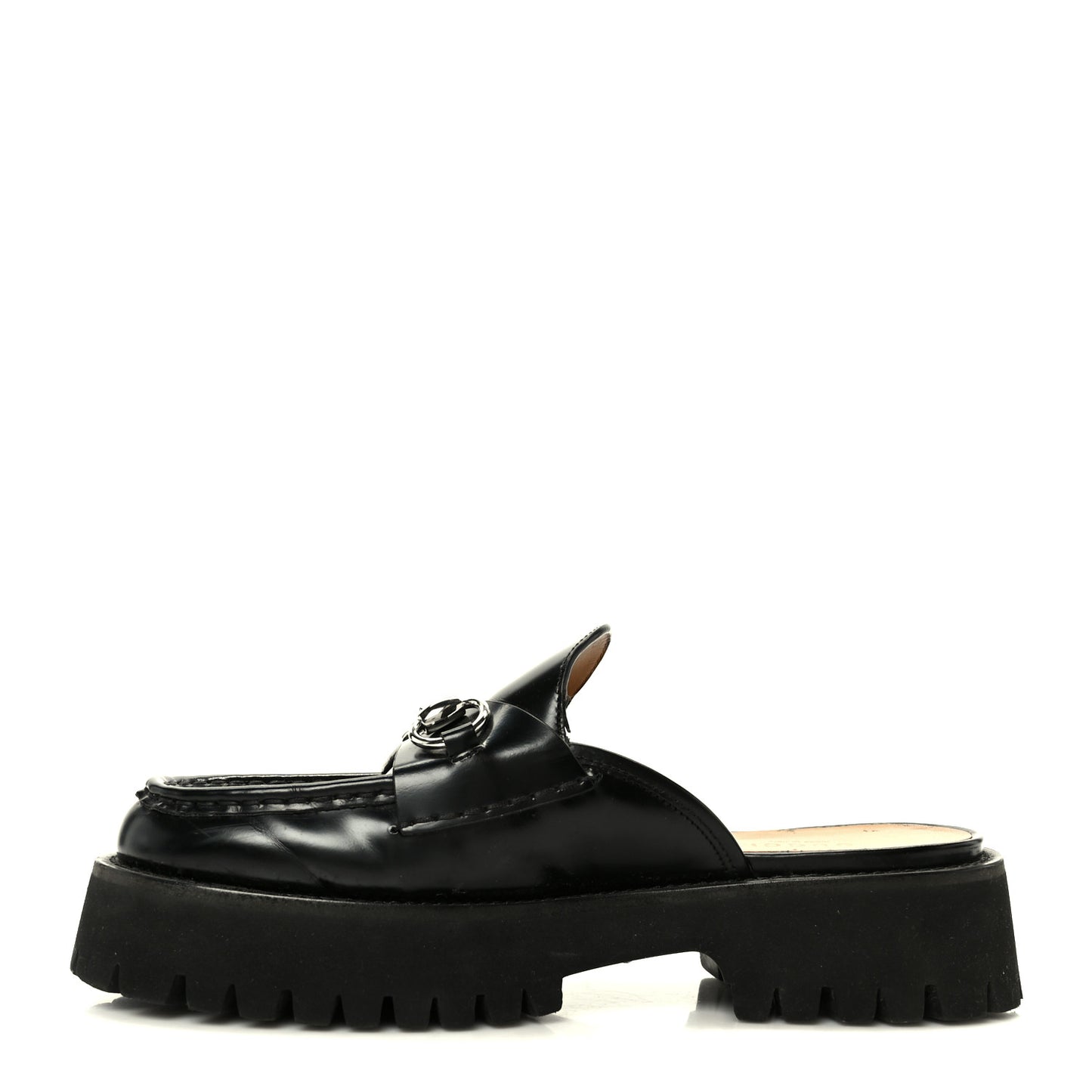 Magnum Calfskin Womens Horsebit Platform Mules 38 Black