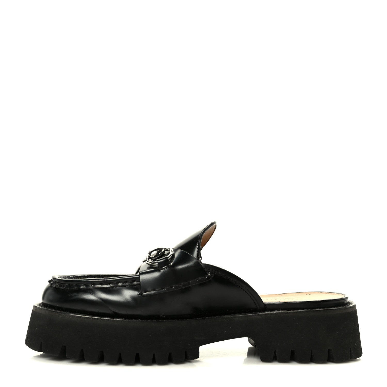Gucci Magnum Calfskin Womens Horsebit Platform Mules 38 Black 1 of 10