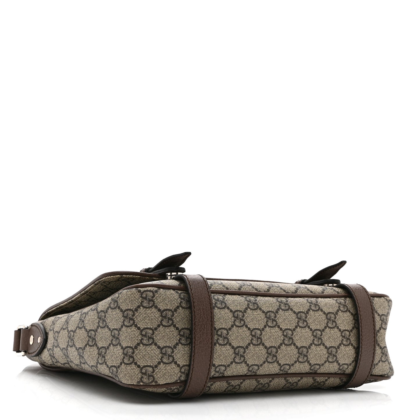 GG Supreme Monogram Textured Dollar Calfskin Retro Interlocking G Flap Messenger Bag Beige Ebony New Acero