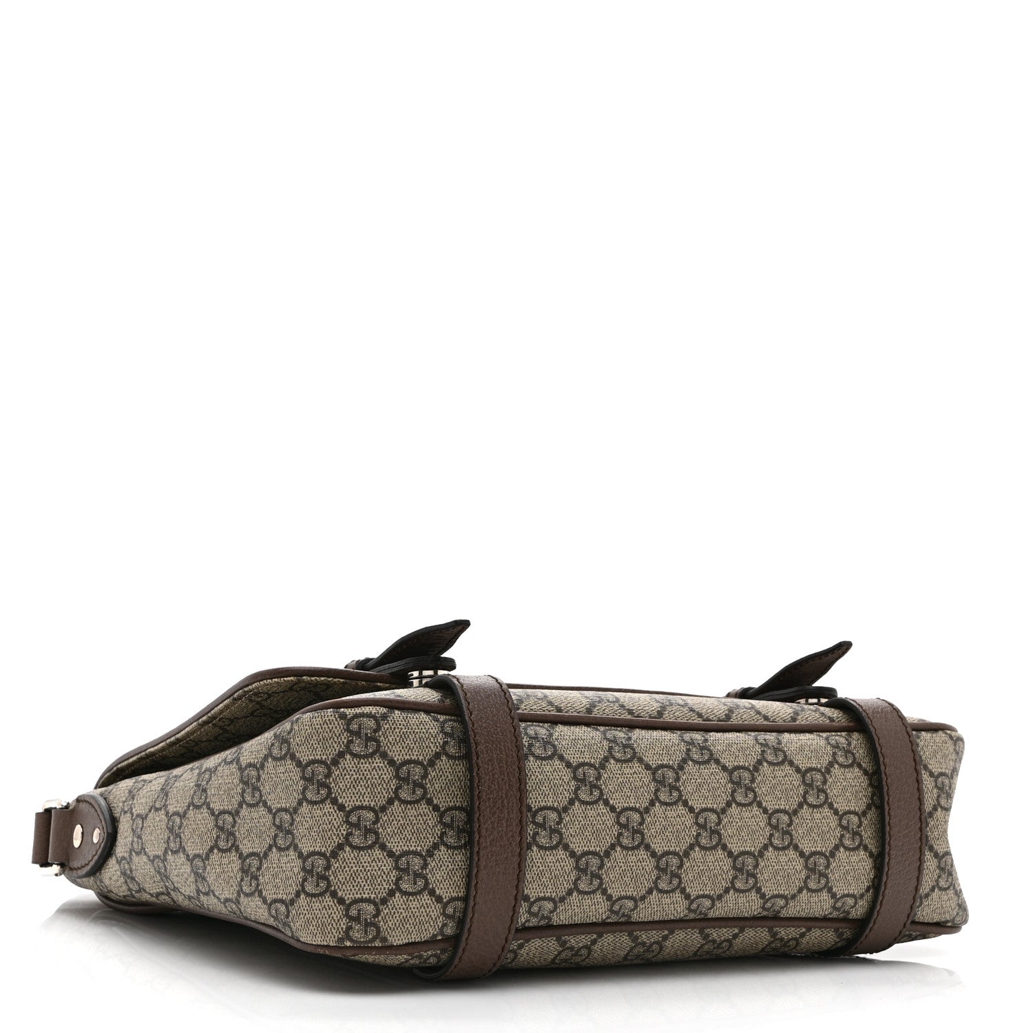 Gucci GG Supreme Monogram Textured Dollar Calfskin Retro Interlocking G Flap Messenger Bag Beige Ebony New Acero 4 of 11