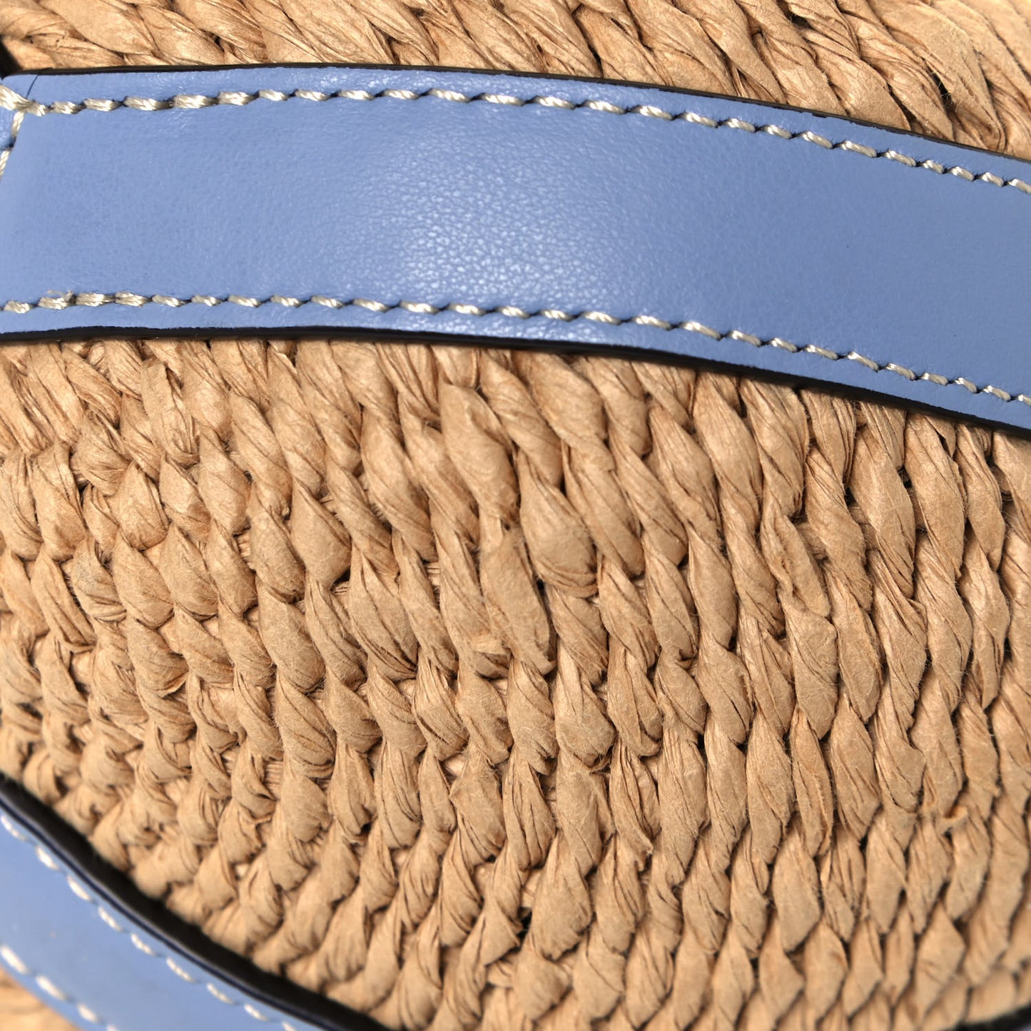 Raffia Calfskin Small Basket Gentle Blue