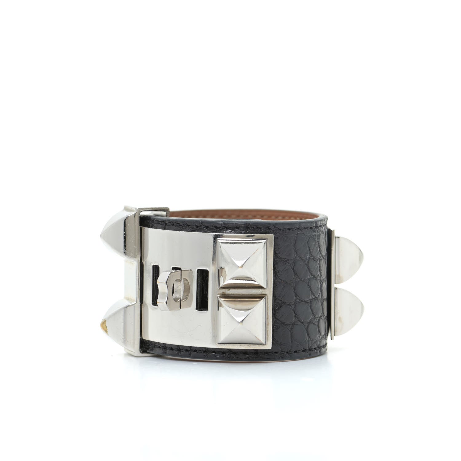 Hermes Matte Alligator Collier de Chien CDC Bracelet S Black 3 of 12