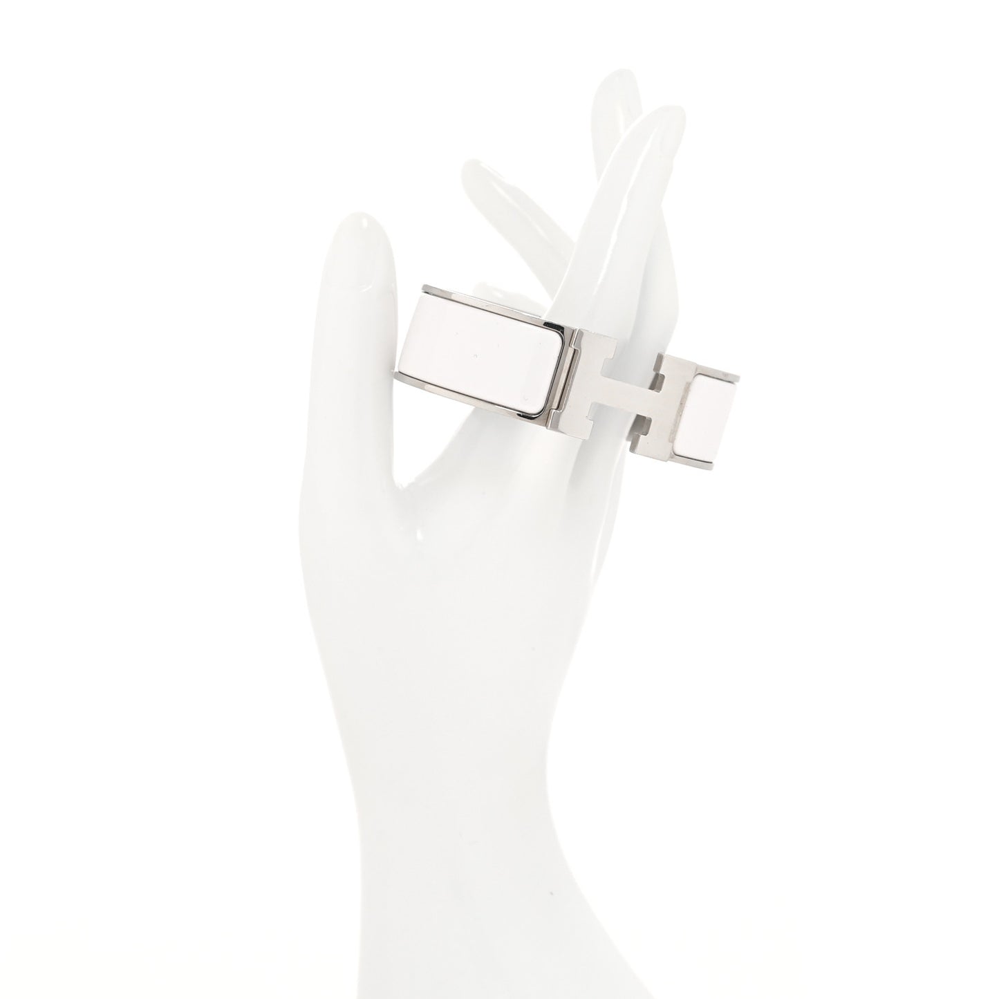 Enamel Wide Clic Clac H Bracelet GM White