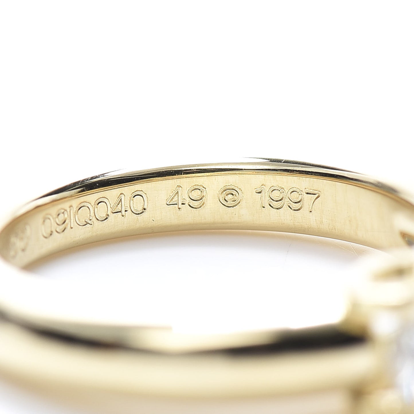 18K Yellow Gold Diamond C De Solitaire Ring 49 5