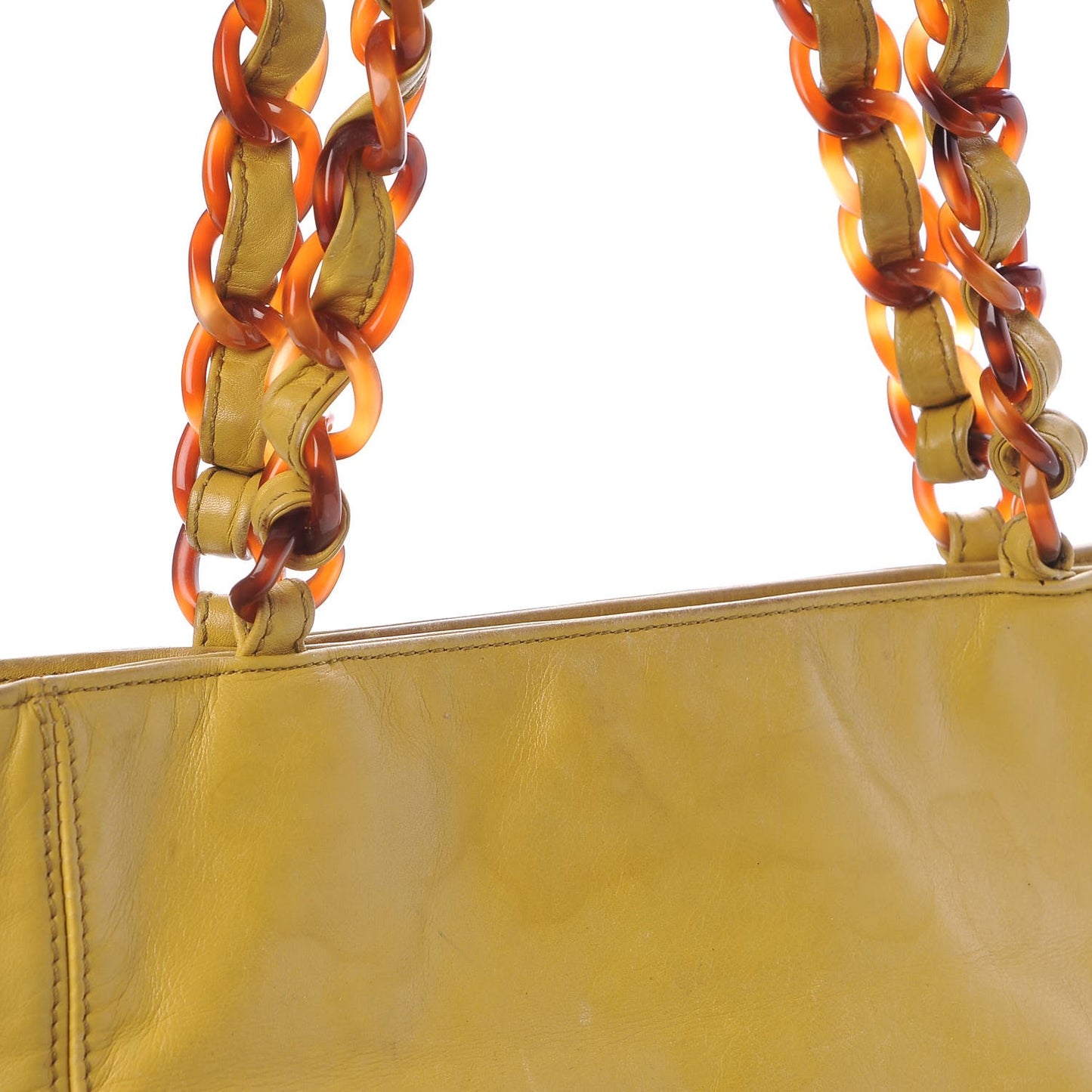 Lambskin Bekko Chain CC Shopping Tote Chartreuse