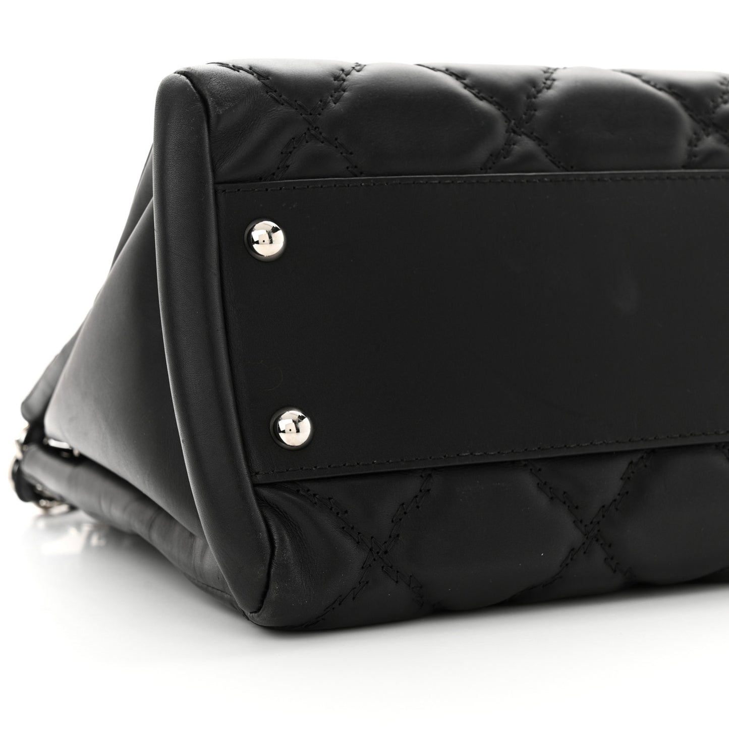 Calfskin Double Stitch Large Hamptons Flap Bag Black