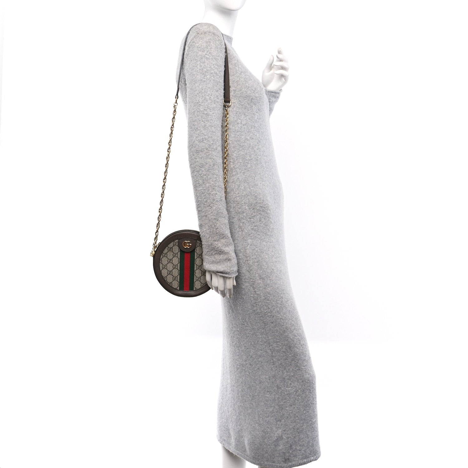 Gucci GG Supreme Monogram Web Mini Ophidia Round Shoulder Bag Brown 2 of 10