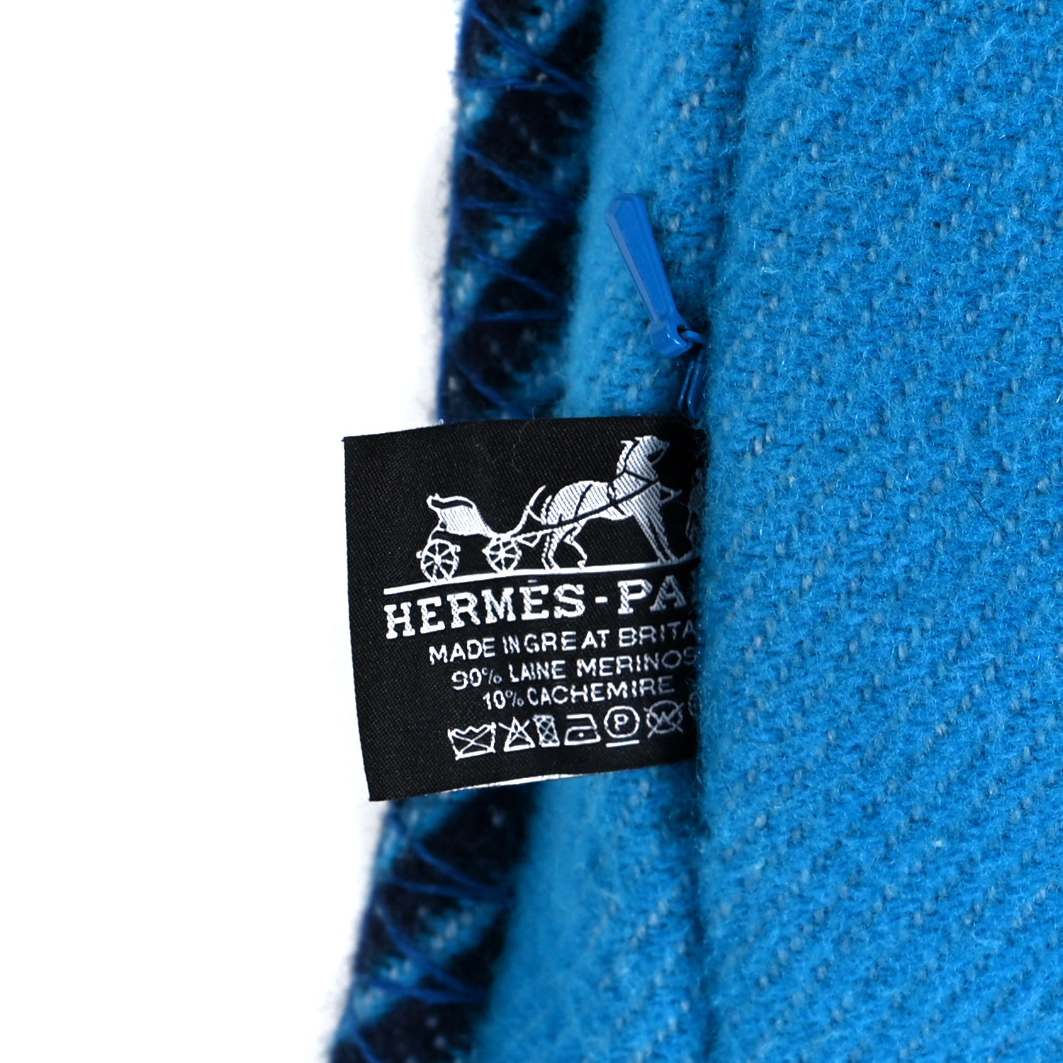 Hermes Wool Cashmere H Riviera Pillow Bleu Paon 3 of 3