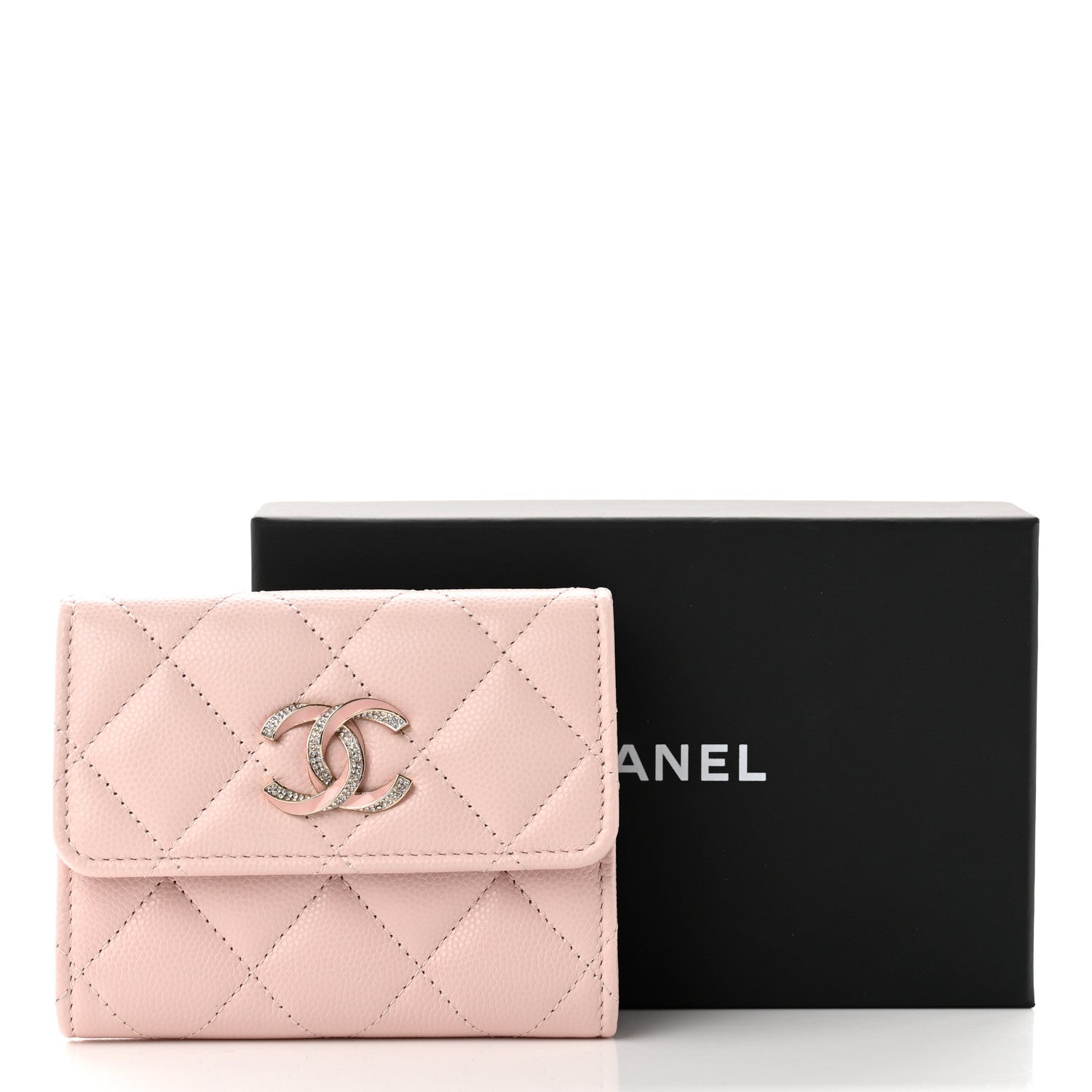 Chanel Caviar Crystal Quilted Flap Card Holder Pink 9 of 9
