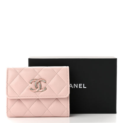 Chanel Caviar Crystal Quilted Flap Card Holder Pink 9 of 9