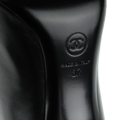 Chanel Patent Lambskin CC Cap Toe Ankle Booties 37 Black 6 of 9