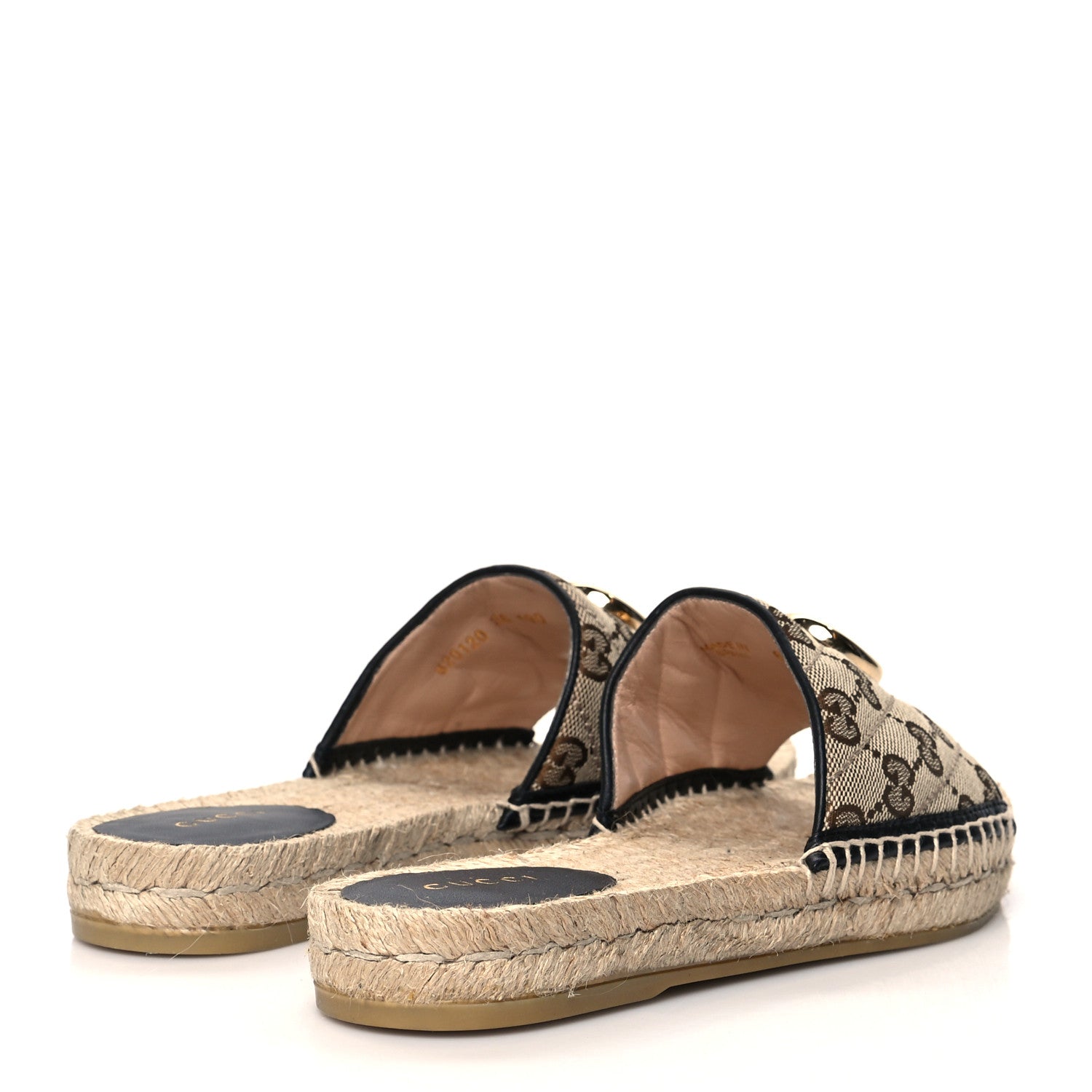 Gucci Monogram Matelasse GG Marmont Espadrille 20mm Slide Sandals 36 Beige Ebony Black 4 of 9