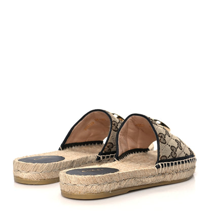 Gucci Monogram Matelasse GG Marmont Espadrille 20mm Slide Sandals 36 Beige Ebony Black 4 of 9