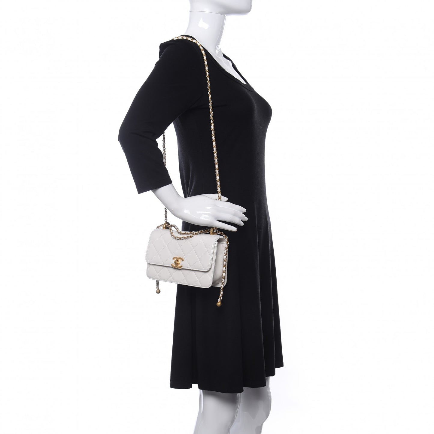 Calfskin Quilted Mini Perfect Fit Flap White