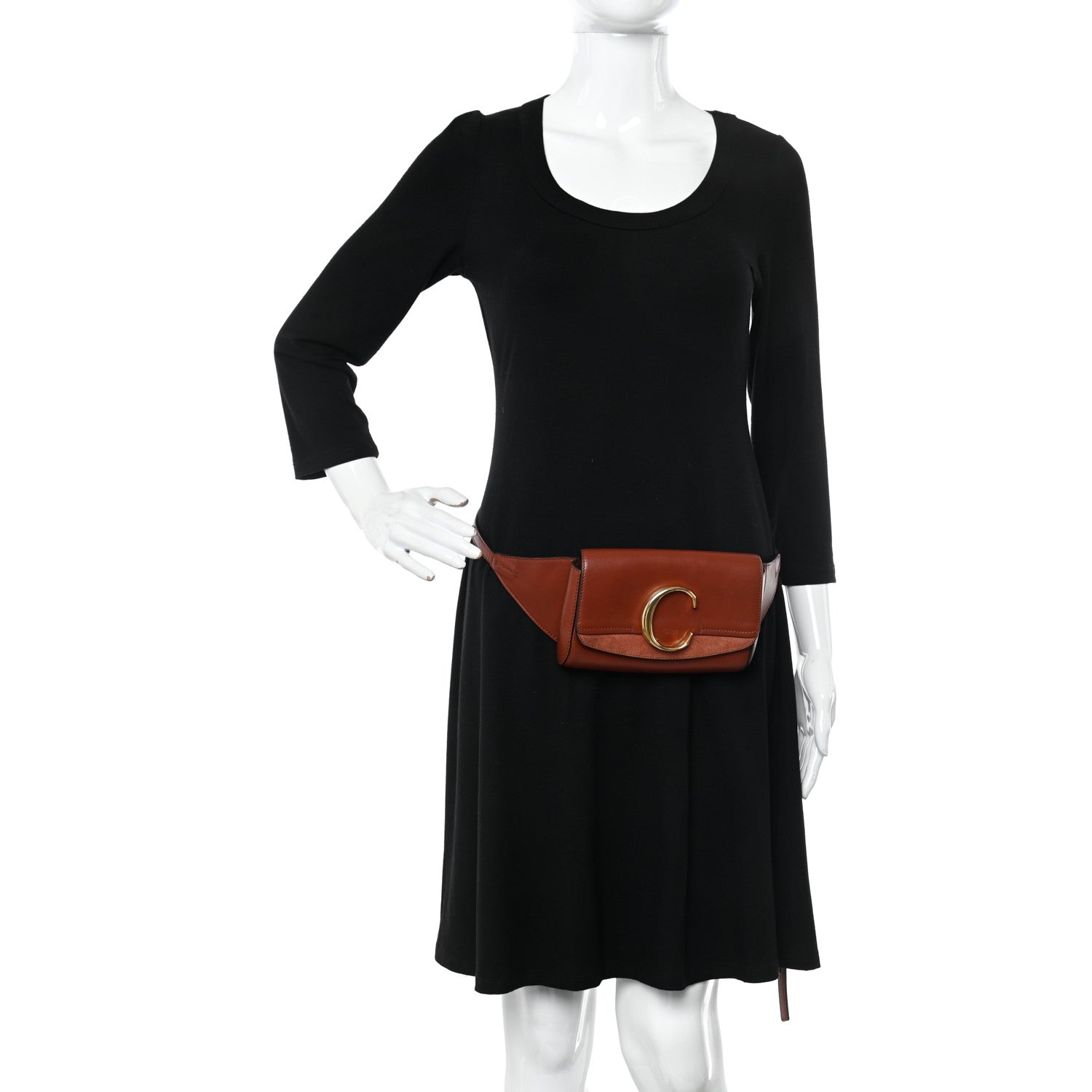 Chloe Calfskin Suede C Belt Bag Sepia Brown 3 of 14