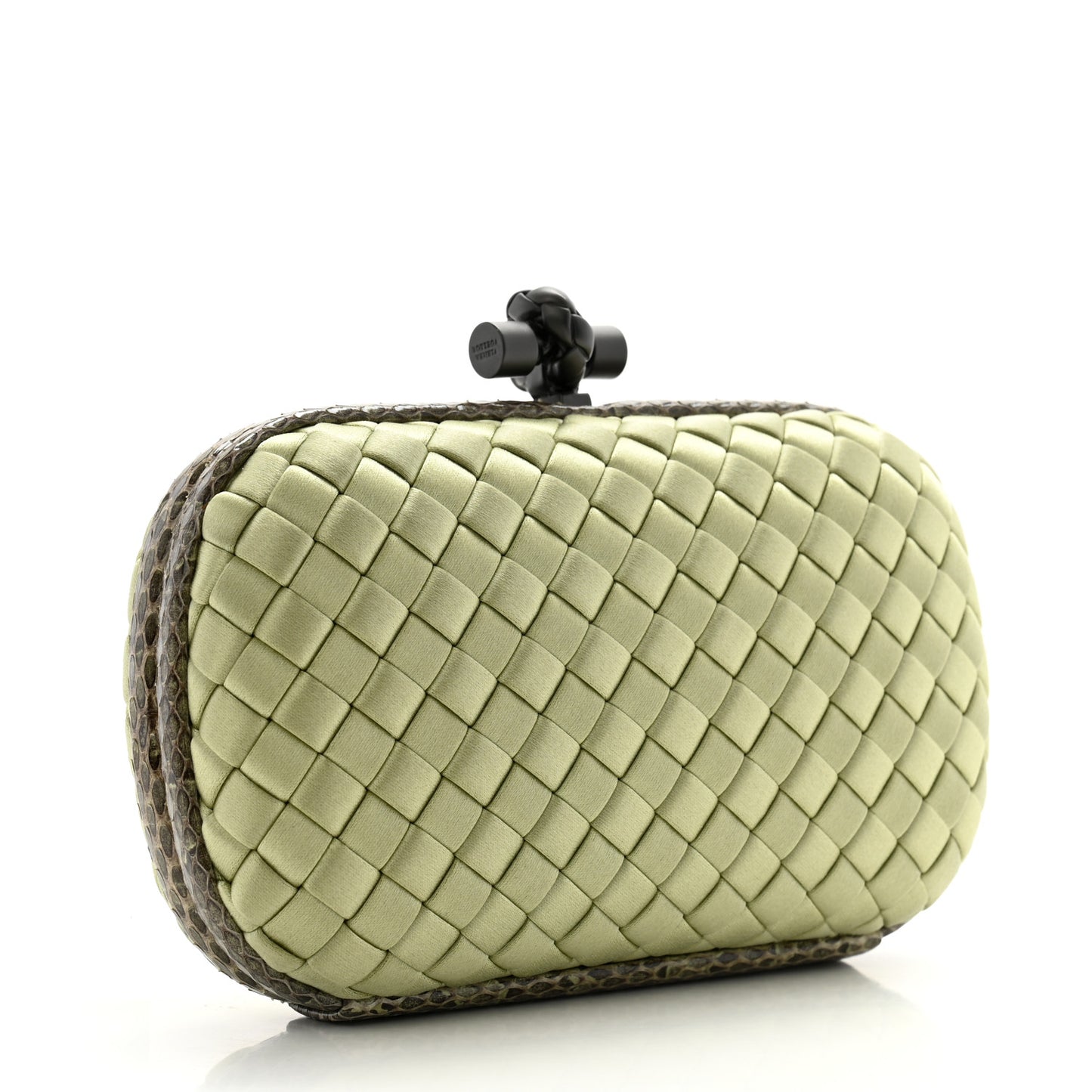 Satin Intreccio Impero Ayers Knot Clutch Green