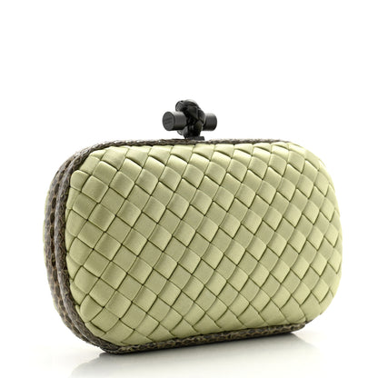 Bottega Veneta Satin Intreccio Impero Ayers Knot Clutch Green 3 of 7