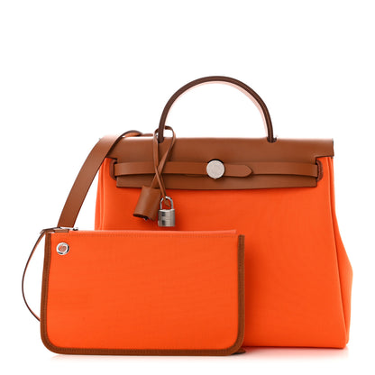 Hermes Toile Officer Vache Hunter Herbag 31 PM Orange Minium 3 of 12