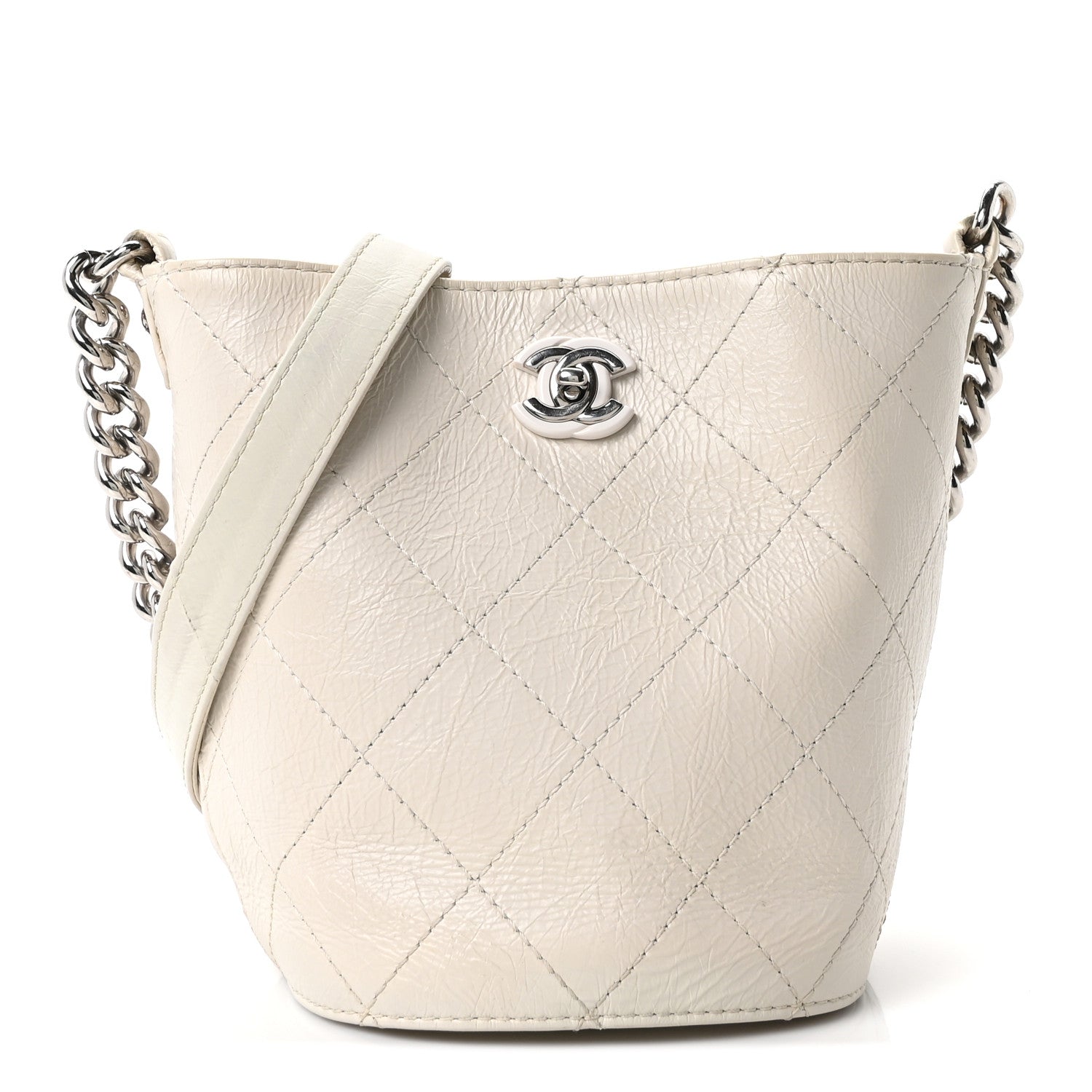 Chanel Crumpled Calfskin Bucket Bag White 1 of 10
