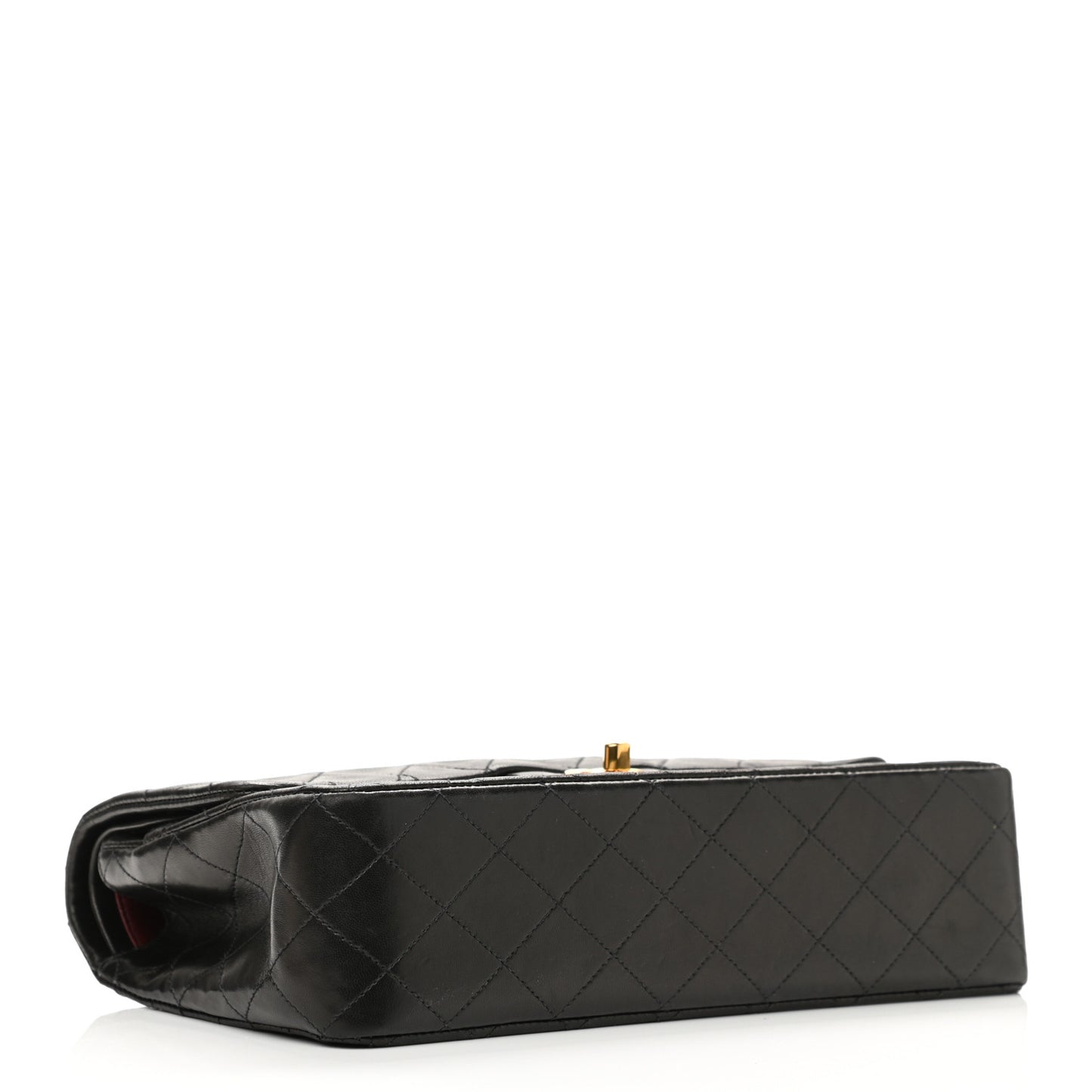 Lambskin Quilted Medium Double Flap Black