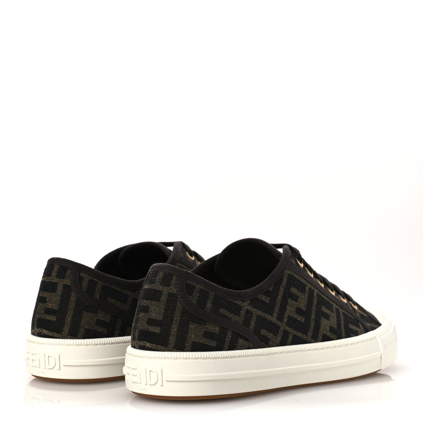 Fabric Jacquard Rubber FF Mens Domino Sneakers 42 Tabacco Black