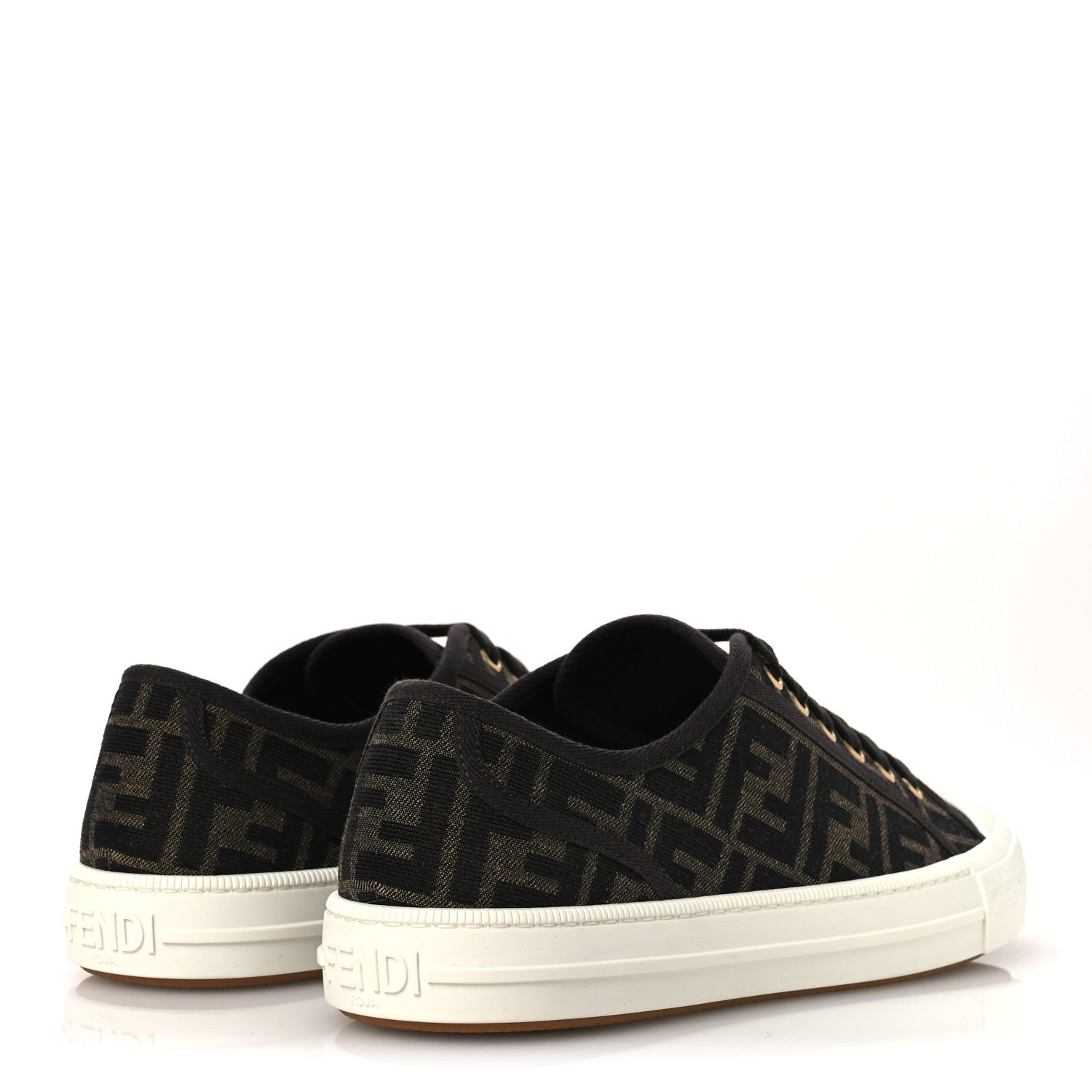 Fendi Fabric Jacquard Rubber FF Mens Domino Sneakers 42 Tabacco Black 5 of 10