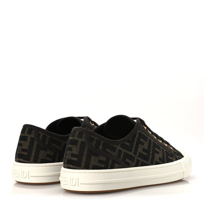 Fendi Fabric Jacquard Rubber FF Mens Domino Sneakers 42 Tabacco Black 5 of 10