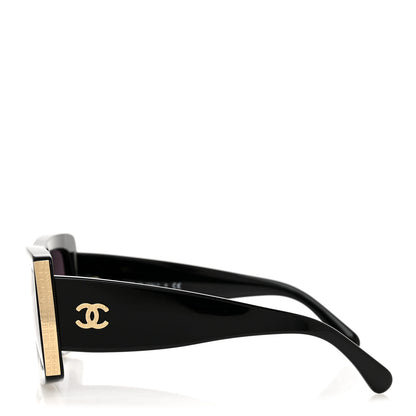 Chanel Acetate Rectangle Sunglasses 5435-A Black 3 of 9