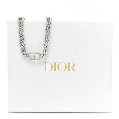 Christian Dior Metal Crystal CD Chain Link Necklace Silver 6 of 6