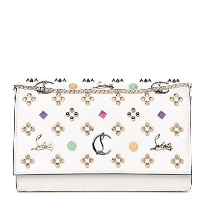 Christian Louboutin Grained Calfskin Spikes Loubinthesky Paloma Wallet On Chain White 1 of 11