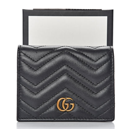 Gucci Calfskin Matelasse GG Marmont Card Case Wallet Black 8 of 8