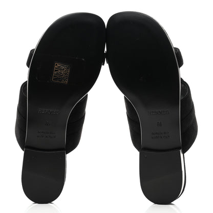 Hermes Suede Goatskin Avenue Sandals 36 Black 5 of 9