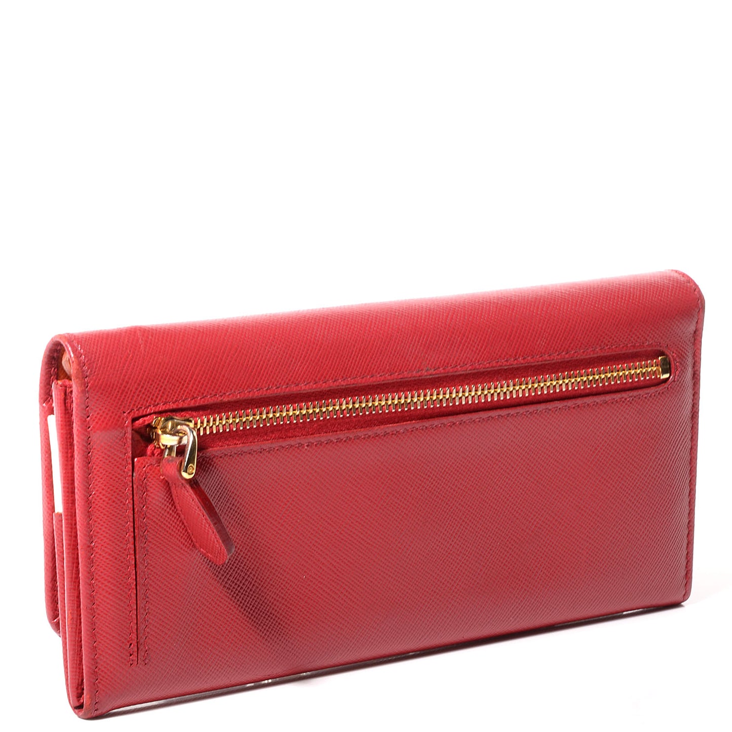 Saffiano Continental Flap Wallet Fuoco Papaya