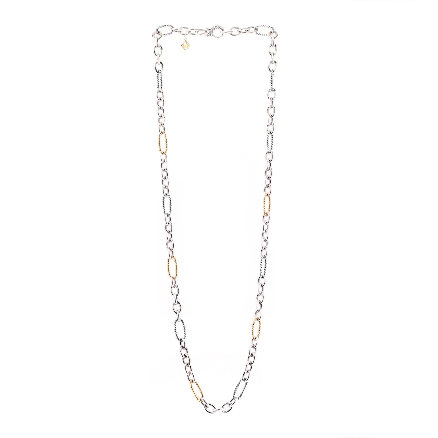 Sterling Silver 18K Yellow Gold Figaro Link Necklace 32"
