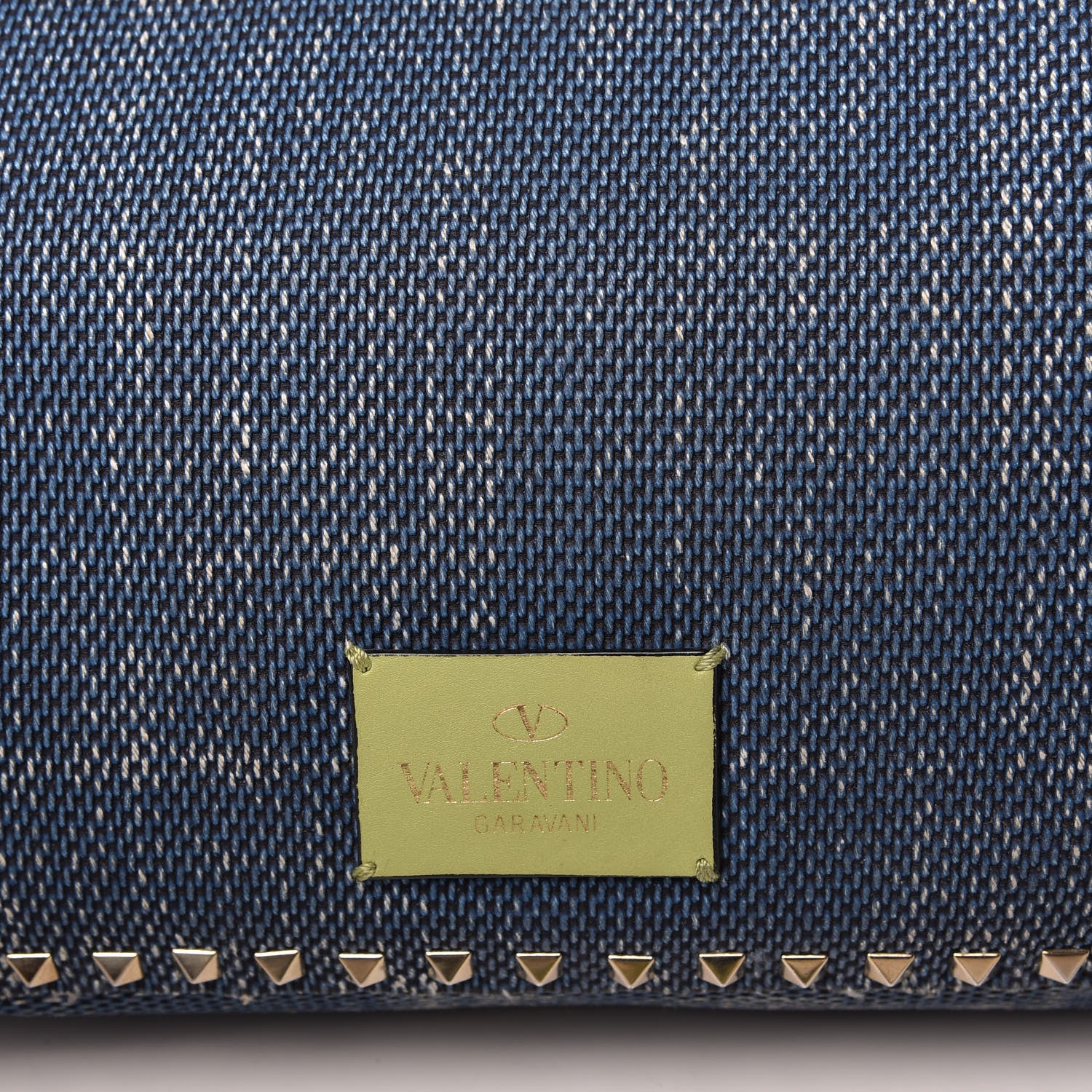 Valentino Garavani Denim Medium Rockstud Tote Blue Green 10 of 13