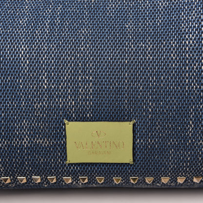 Valentino Garavani Denim Medium Rockstud Tote Blue Green 10 of 13