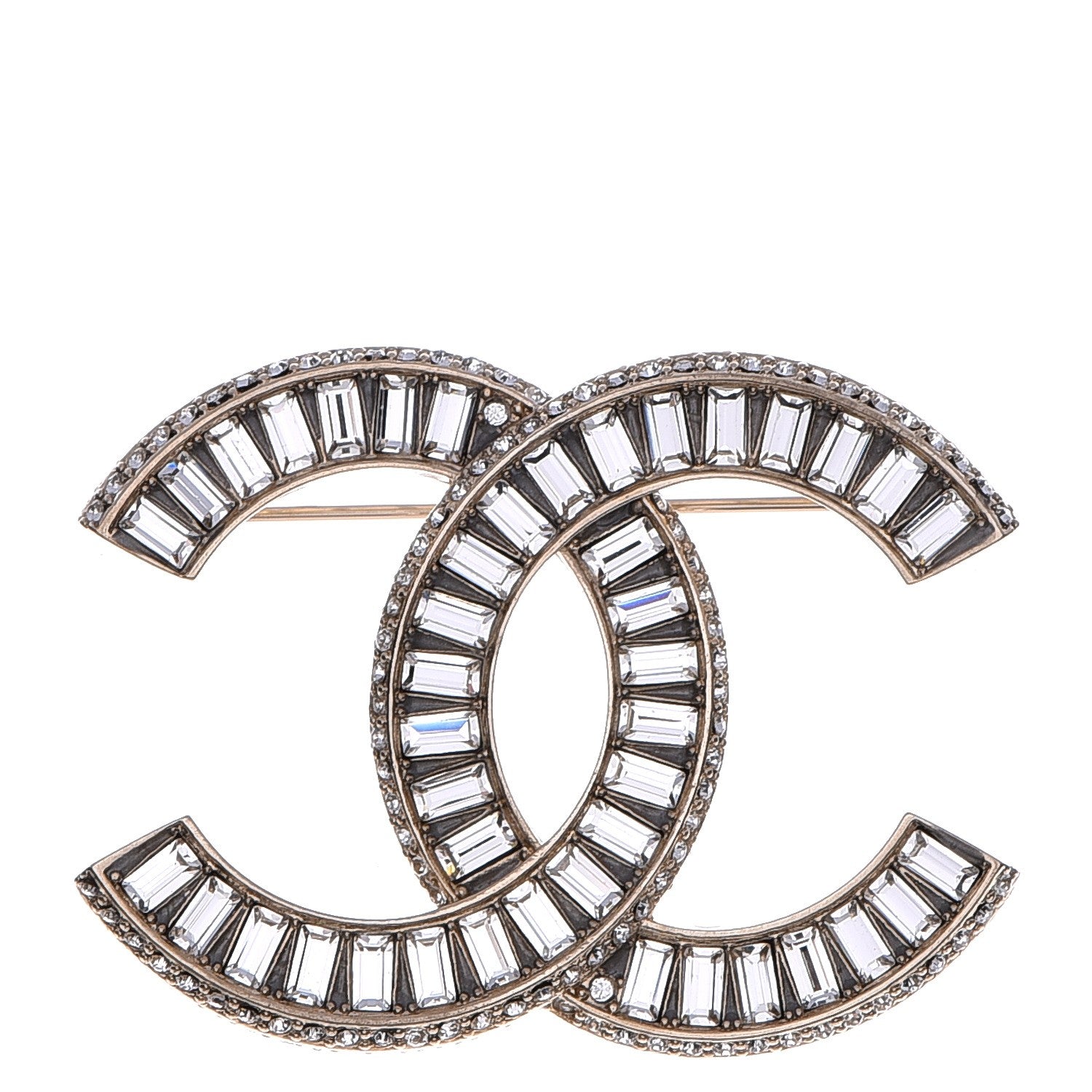 Chanel Baguette Crystal CC Brooch Gold 1 of 6