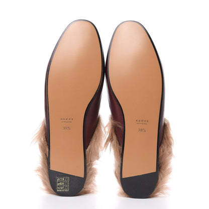Gucci Malaga Kid Fur Womens Princetown Slippers 38.5 Vintage Bordeaux 5 of 10