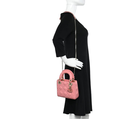 Christian Dior Lambskin Cannage Mini Lady Dior Pink 2 of 12
