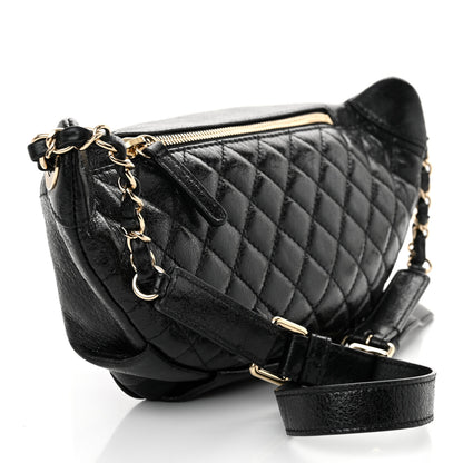 Chanel Crumpled Glazed Lambskin Quilted Waist Bag Fanny Pack Black 3 of 11