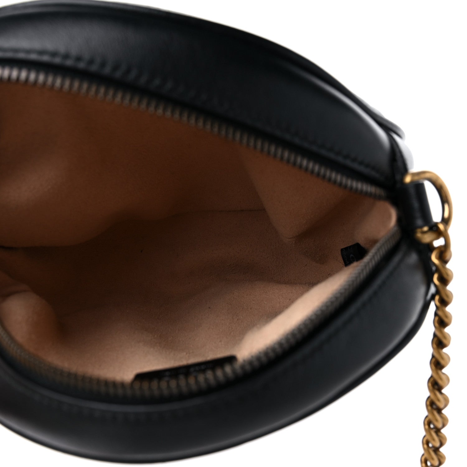 Gucci Azalea Calfskin Matelasse Heart Mini GG Marmont Round Shoulder Bag Black 5 of 11